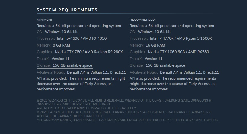 Requisitos del sistema baldur's gate 3