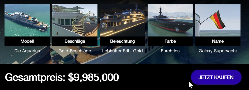 Resumen de precios caros de GTA Online Yacht