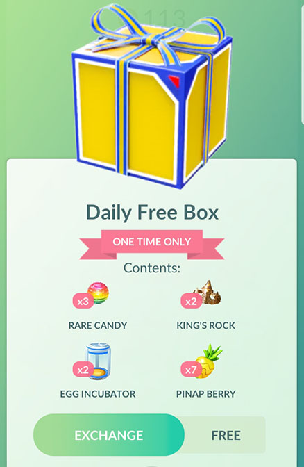 Actualización gratuita de Pokémon GO Daily Box