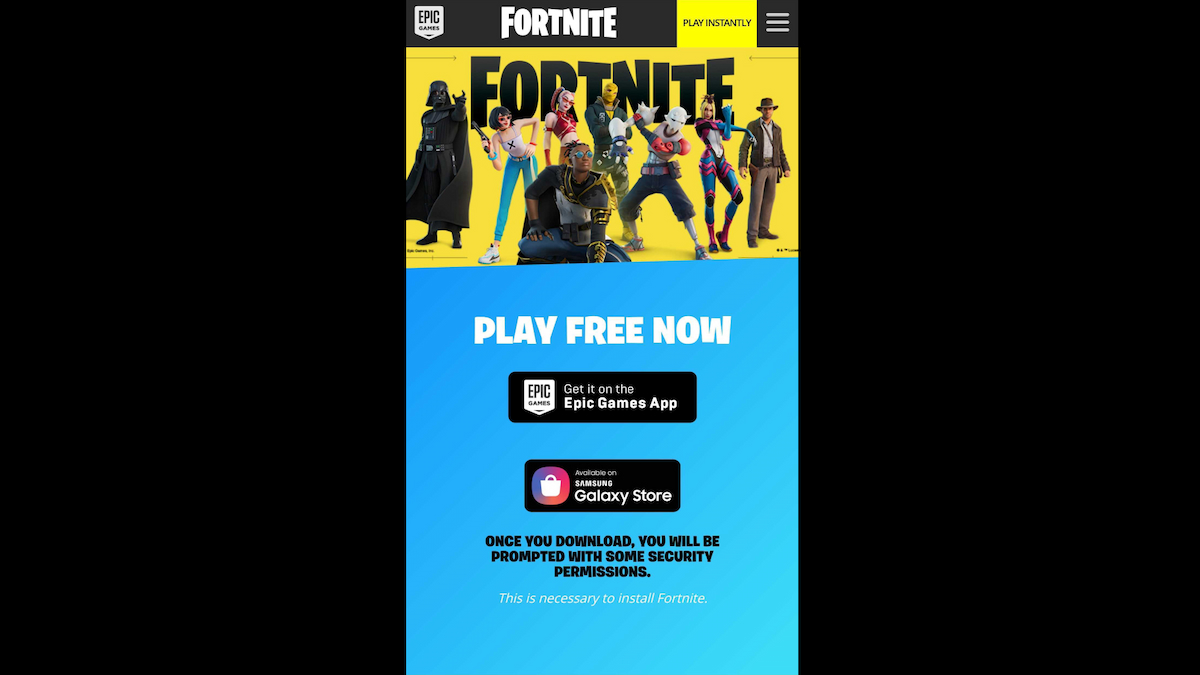 Sitio Android de Fortnite
