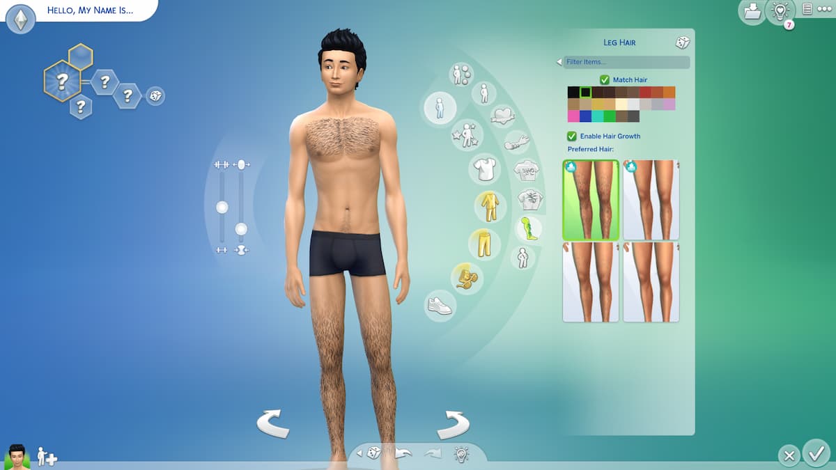 Vello corporal Los Sims 4