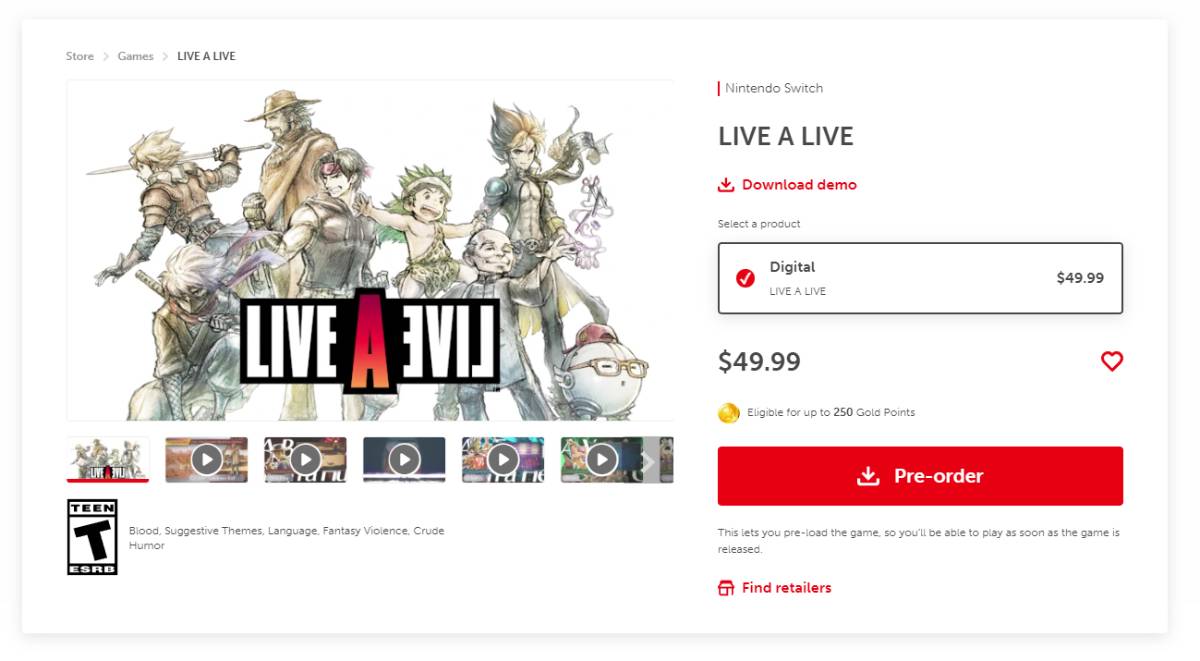 Cómo precargar Live a Live en Nintendo Switch