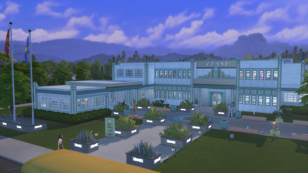Un diseño de escuela secundaria único en Los Sims 4