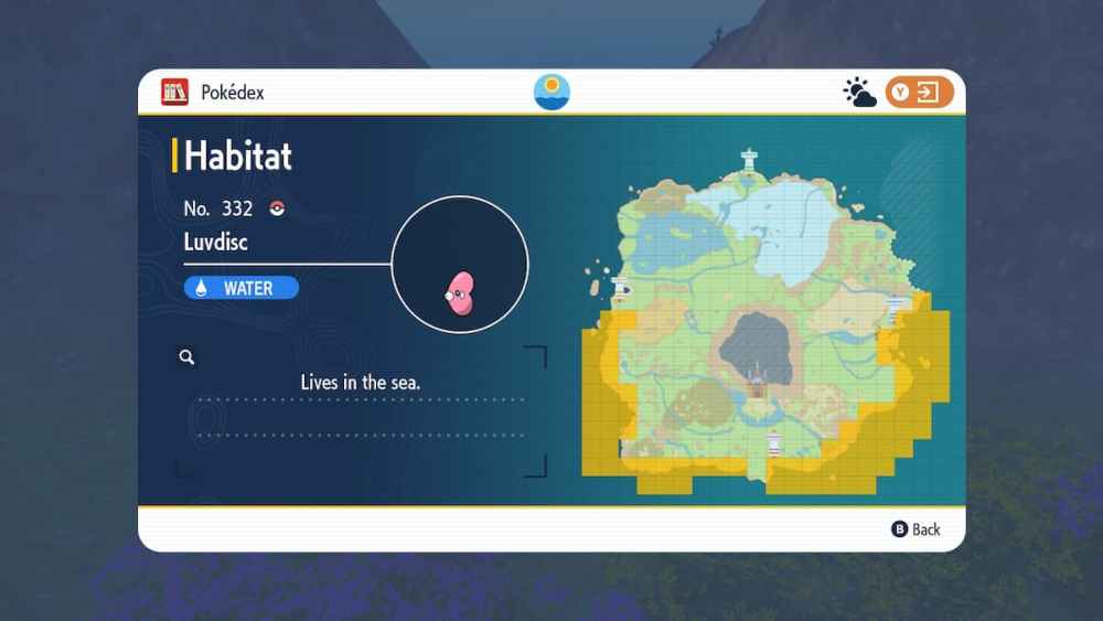 El hábitat de Luvdisc en Pokémon Escarlata y Violeta. 
