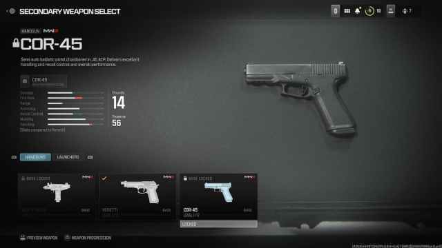 Pistola COR-45 en Modern Warfare 3