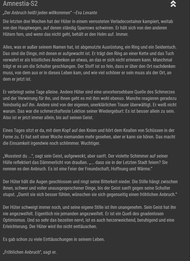 Destiny-2-Lore-Text "class =" lazy lazy-hidden wp-image-456127 "srcset =" https://images.mein-mmo.de/magazin/medien/2019/12/Destiny-2-Lore- Text.jpg 654w, https://images.mein-mmo.de/magazin/medien/2019/12/Destiny-2-Lore-Text-219x300.jpg 219w, https://images.mein-mmo.de/ magazine / media / 2019/12 / Destiny-2-Lore-Text-109x150.jpg 109w "data-lazy-tamaños =" (ancho máximo: 654px) 100vw, 654px "> El texto completo de Lore (a través de light.gg .)

<p><strong>¿Qué hay detrás? </strong>Uldren Sov es una figura central de la mitología del destino. Él era el hermano de la Reina, Destiny 1, Mara Sov. </p>
<p>En una historia original y alternativa de Destiny, Uldren era conocido como "Crow" y se suponía que debía "educar" al guardián de que el viajero no es tan bueno con él y con la humanidad como parece, pero está siguiendo sus propios planes.</p>
<p>    <img decoding=