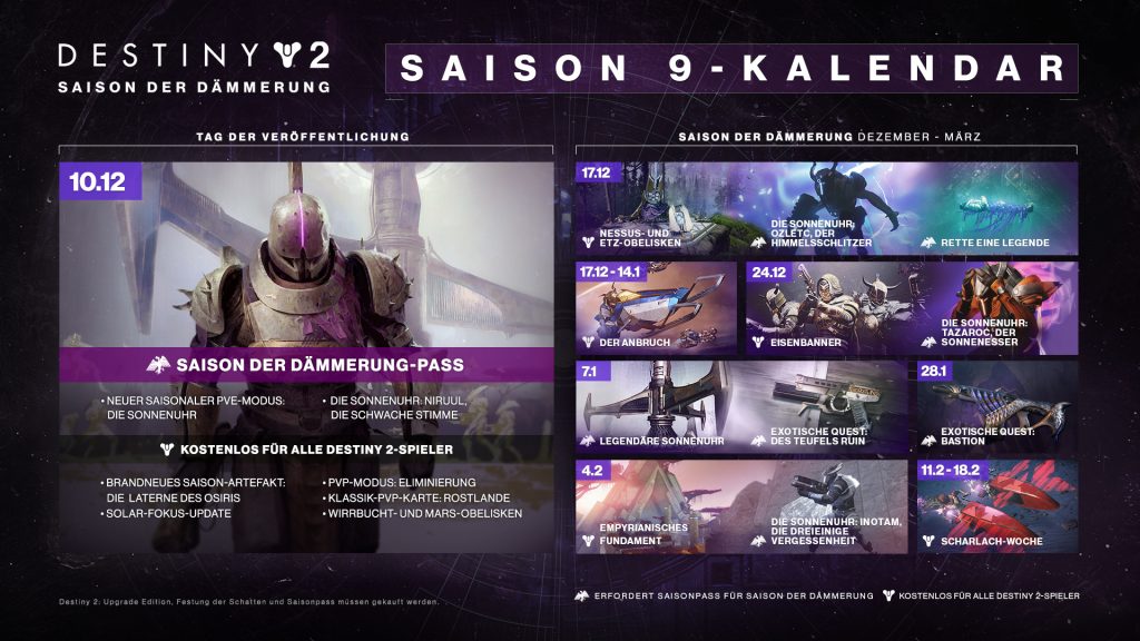 Destiny 2 Season 9 roadmap German