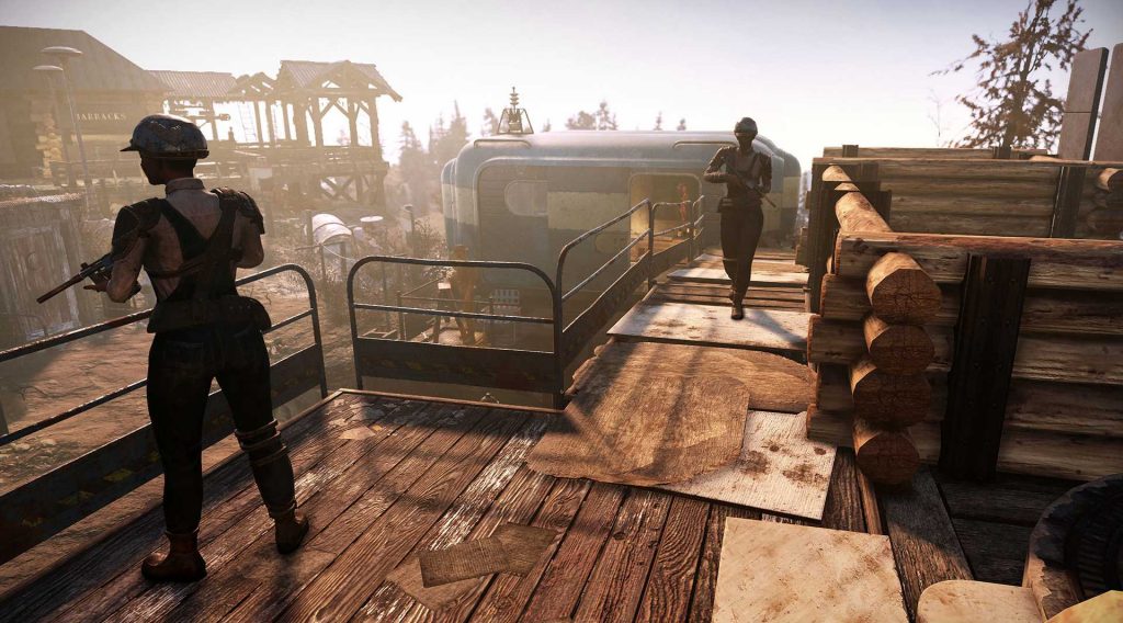 Fallout 76 Wastelanders captura de pantalla campamento de colonos