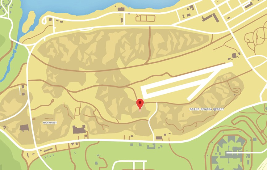 Mapa del desierto de GTA Online Treasure Hunt Airport