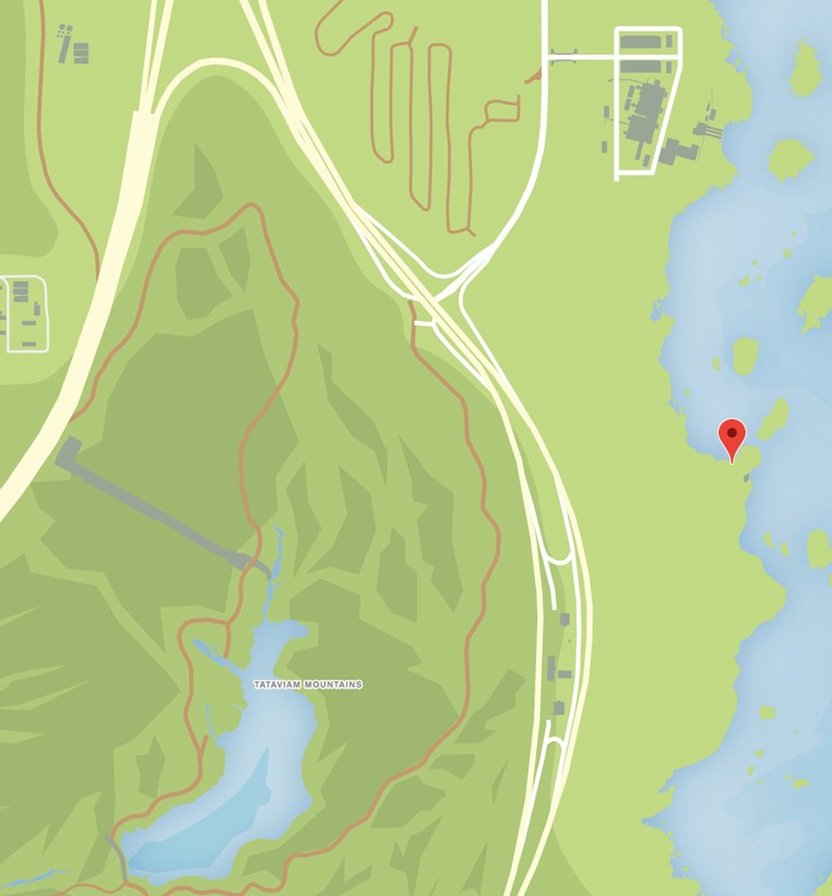 Mapa de las montañas de Tataviam en busca del tesoro de GTA Online
