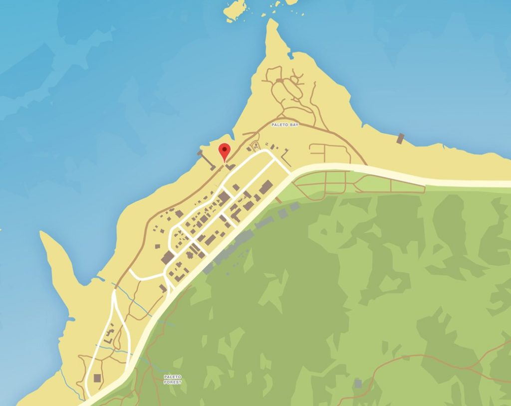 Mapa de la Bahía de Paleto de la búsqueda del tesoro de GTA Online