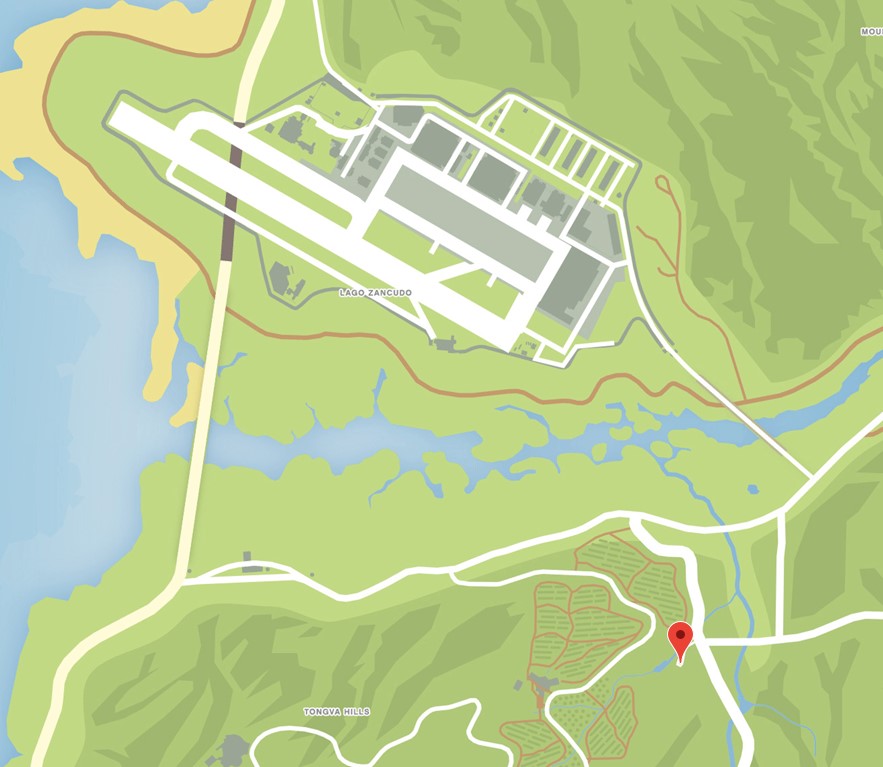 Mapa del Valle de Tongva en busca del tesoro de GTA Online