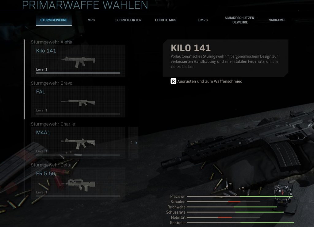 Tipos de armas de Call of Duty Modern Warfare