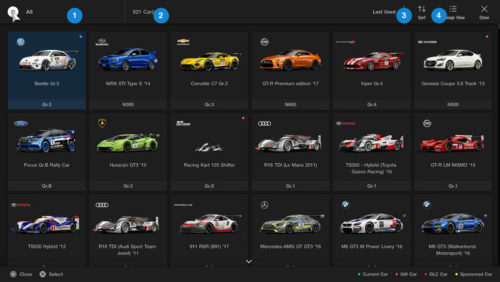 Muchos coches para elegir en Gran Turismo Sport