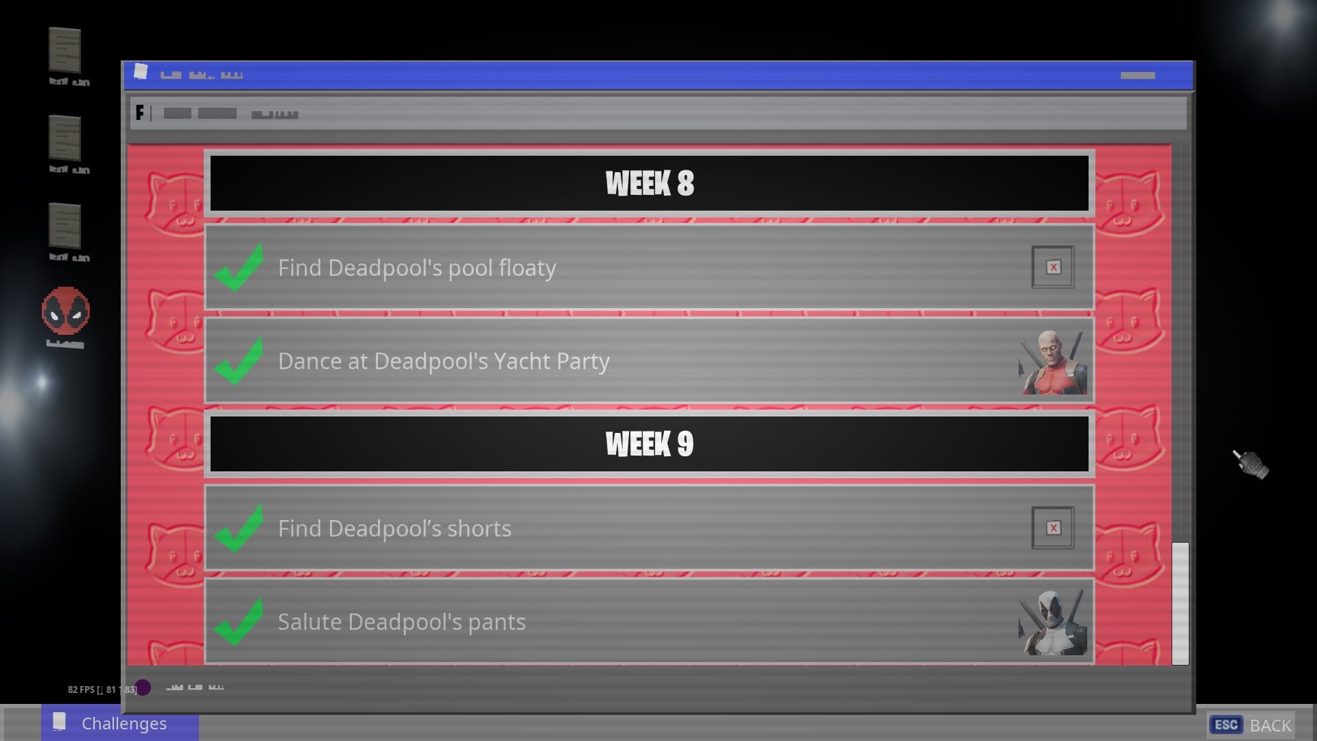Semana 10 Deadpool Fortnite desafíos