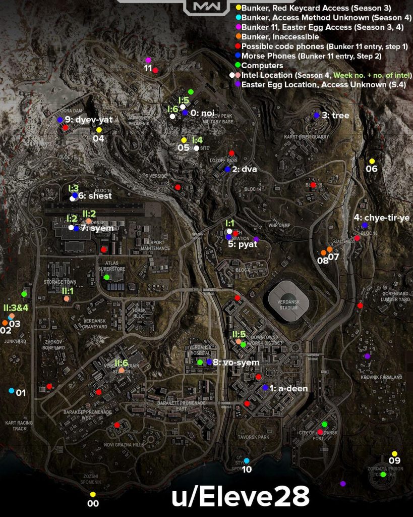 Mapa de zonas de zonas de CoD para toda la temporada 4