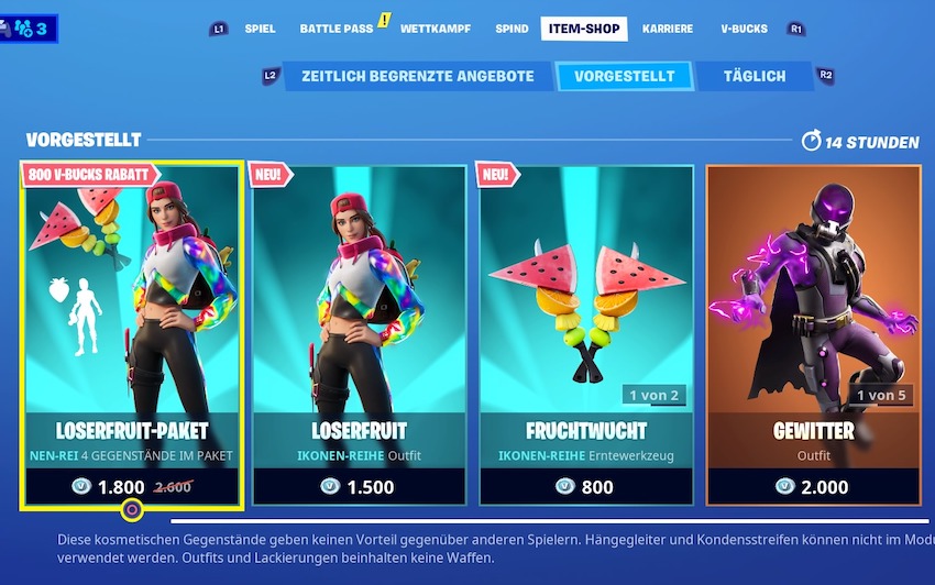 Fortnite-loserfruit-shop "class =" lazy lazy-hidden wp-image-518423 "srcset =" http://dlprivateserver.com/wp-content/uploads/2020/06/Fortnite-Despues-de-Ninja-Loserfruit-tiene-su-piel-en-la.jpeg 850w, https : //images.mein-mmo.de/medien/2020/06/Fortnite-loserfruit-shop-300x188.jpeg 300w, https://images.mein-mmo.de/medien/2020/06/Fortnite-loserfruit- shop-150x94.jpeg 150w, https://images.mein-mmo.de/medien/2020/06/Fortnite-loserfruit-shop-768x481.jpeg 768w "data-lazy-tamaños =" (ancho máximo: 850px) 100vw, 850px ">

<p><strong>¿Cómo se ve la piel? </strong>Epic ha seguido la apariencia de la serpentina. La piel debería parecerse a ella. La piel lleva un suéter con mangas coloridas y una gorra.</p><div class=