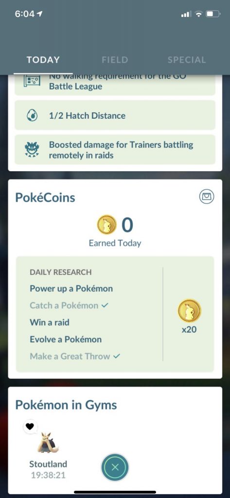 Sistema de monedas Pokemon GO