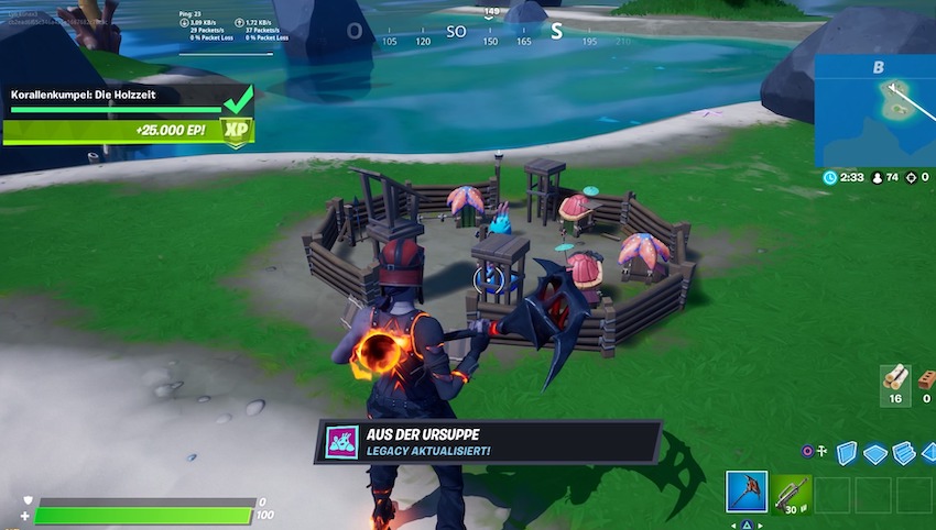 Fortnite-coral-camp-after "data-id =" 524043 "data-full-url =" http://dlprivateserver.com/wp-content/uploads/2020/07/1594227873_824_Asi-que-ayudas-a-los-corales-cantantes-en-Fortnite-y.jpeg " data-link = "https://mein-mmo.de/?attachment_id=524043" class = "lazy -zy-hidden wp-image-524043" srcset = "https://images.mein-mmo.de/medien/ 2020/07 / Fortnite-coral-camp-after.jpeg 850w, https://images.mein-mmo.de/medien/2020/07/Fortnite-korallen-lager-nachher-300x170.jpeg 300w, https: // images.mein-mmo.de/medien/2020/07/Fortnite-korallen-lager-nachher-150x85.jpeg 150w, https://images.mein-mmo.de/medien/2020/07/Fortnite-korallen-lager -after-768x436.jpeg 768w "data-lazy-tamaños =" (ancho máximo: 850px) 100vw, 850px "></li> </ul> <p>Aquí puedes ver cómo cambia el campamento cuando donas tu madera a los corales</p> <h2>¿Cuál es la recompensa por la misión?</h2> <p>Con este desafío puedes desbloquear 2 recompensas. Lo primero que obtienes es un nuevo logro que puedes agregar a tu colección. Si bien esta recompensa no tiene más impacto en tu juego, puedes agregarla a tu colección.</p> <p>Sin embargo, esta misión vale la pena, porque recibirás 25,000 puntos de experiencia adicionales que te ayudarán a subir de nivel el Pase de batalla de la temporada 3. Entonces, si desea desbloquear su pasaporte y las recompensas rápidamente, debe completar esta misión.</p> <p> <img data-lazy-type=