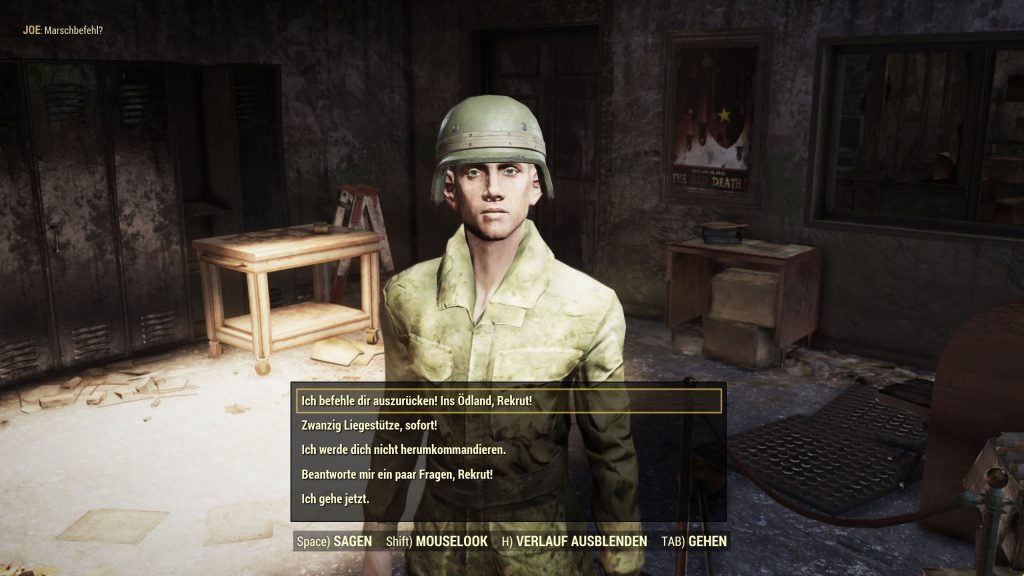 Fallout 76 Camp McClintock soldado NPC