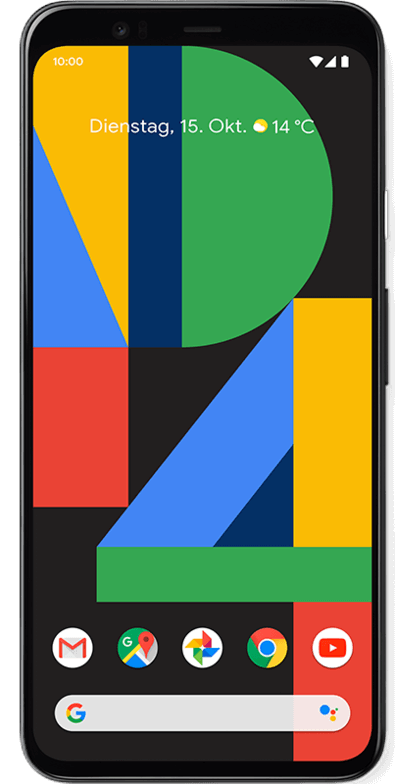 Vista frontal de Google Pixel 4