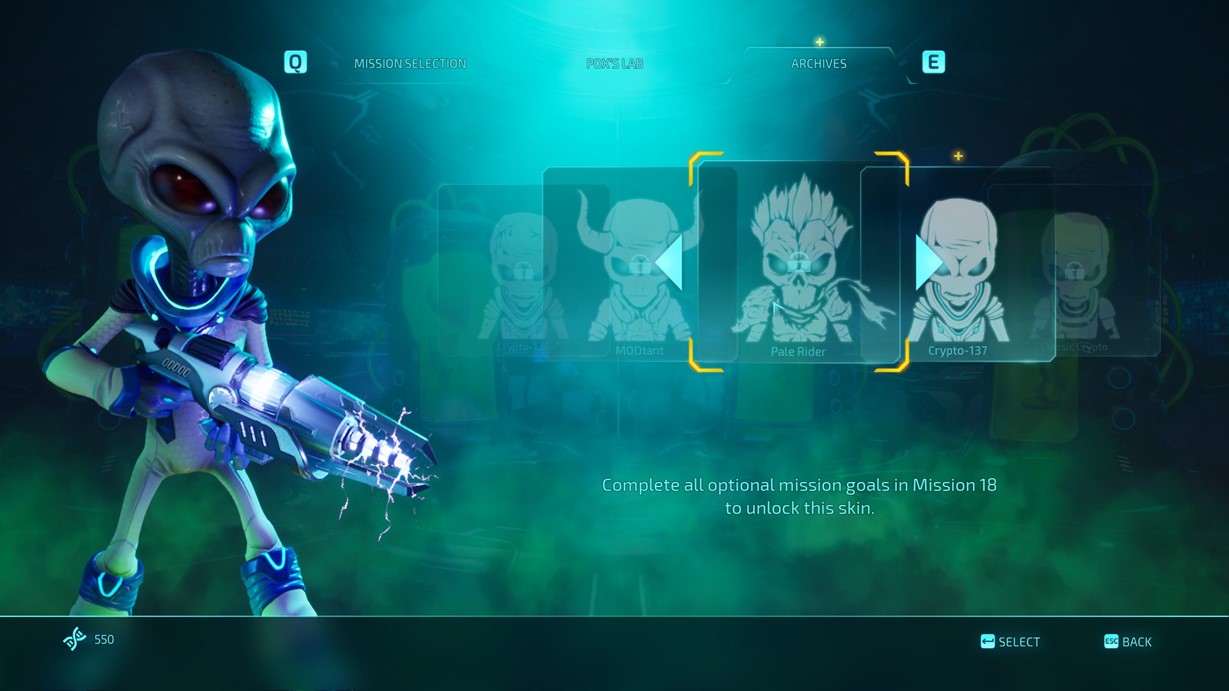 Cómo cambiar el aspecto de Crypto en Destroy All Humans