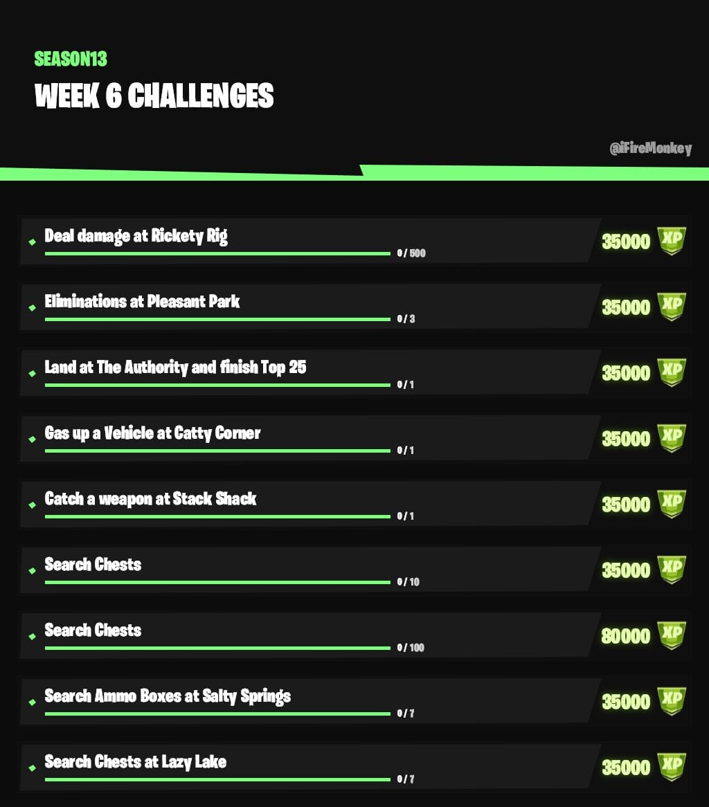 Fortnite semana 6 desafíos