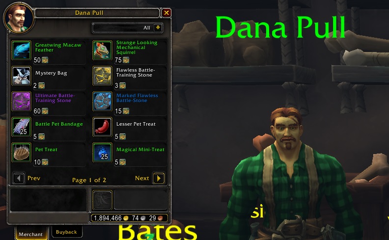 WoW Pet Guide Dana Pull NPC Trader