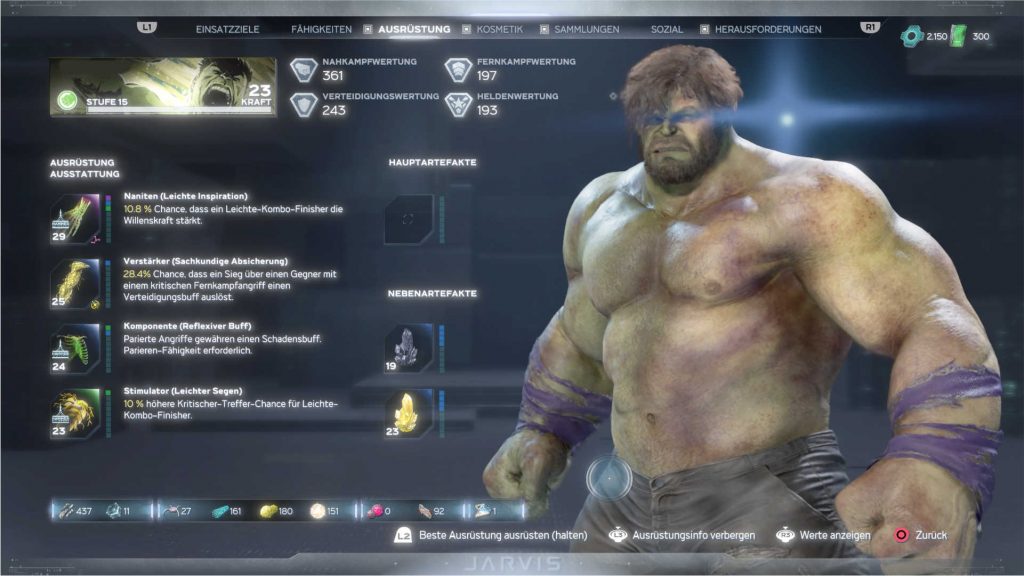   Marvels-Avengers-hero-hulk-menú-equipo-pantalla