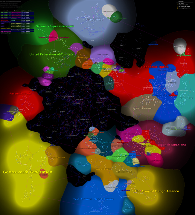 Mapa de guerra en línea de EVE