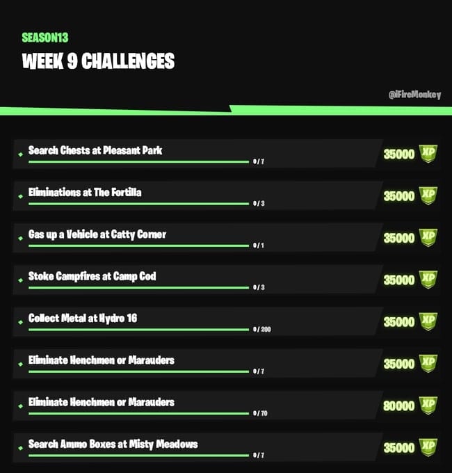 desafíos de la semana 9 de fortnite