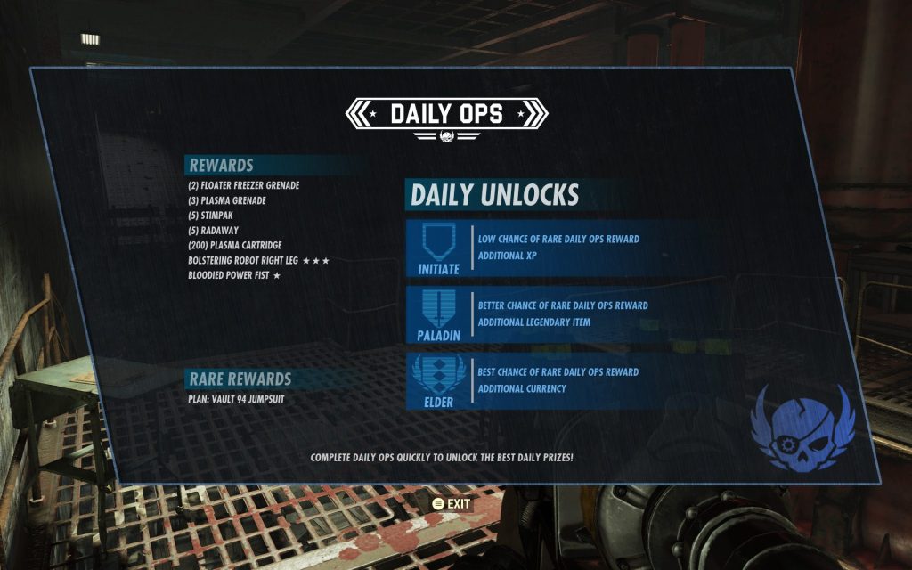 Recompensas de operaciones diarias de Fallout 76