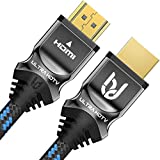 Cable HDMI Ultra HDTV 8K - Cable HDMI 2.1 premium de ultra alta velocidad de 2 metros (48 Gbps) para 8K @ 60Hz, 4K @ 120Hz e incluso 10K @ 120Hz, contactos chapados en oro, funda de nailon con protección contra pliegues
