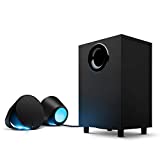 Altavoces para juegos de PC Logitech G560 con DTS: X Ultra Surround Sound, iluminación LIGHTSYNC RGB basada en juegos, dos altavoces satélite y subwoofer, experiencia de juego inmersiva, negro
