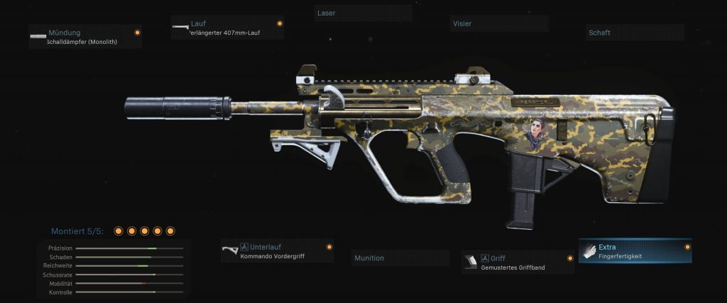 armas de la zona de guerra de bacalao configuraciones de AUG nickmercs