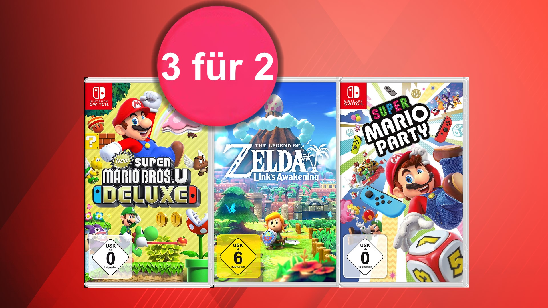 Promoción "3 por 2" con descuento en juegos de Nintendo Switch en Amazon