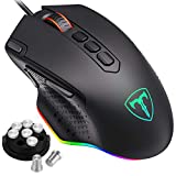 Holife Gaming Mouse, 7200 DPI PC Mouse con iluminación RGB / 8 botones programables / Botones de disparo Sensor óptico Mouse para juegos con cable para Pro Gamer (Negro)