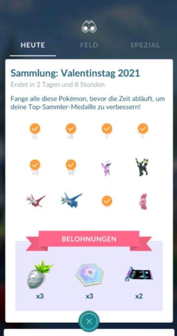 Desafío coleccionable de San Valentín Pokémon GO 