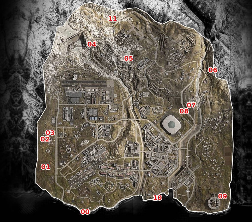 CoD Warzone Bunker Mapa de todos los bunkers con números