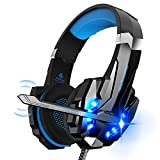 Auriculares para juegos Igrome con micrófono, sonido envolvente de graves estéreo, luz LED, azul