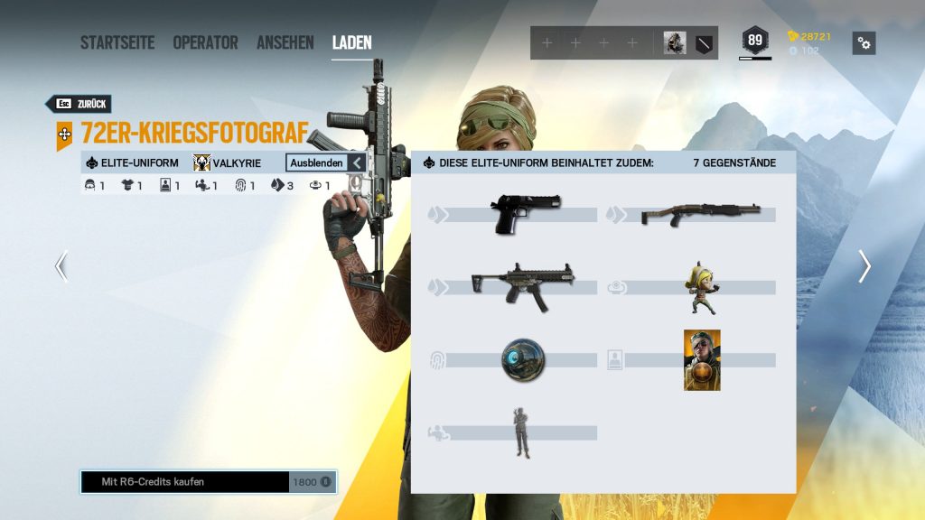 Complemento Rainbow Six Siege Elite Skins Valkyrie