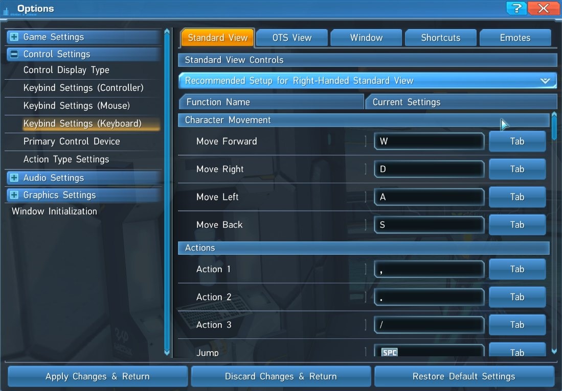 Phantasy Star Online 2 (PSO2) New Genesis - Controles de teclado y combinaciones de teclas