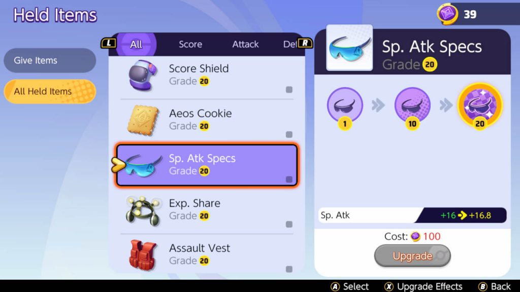 Unite Item Sp Atk Especificaciones