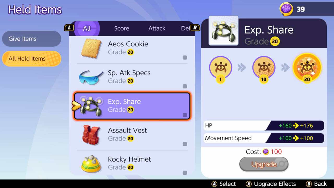 Unite Item Exp Share