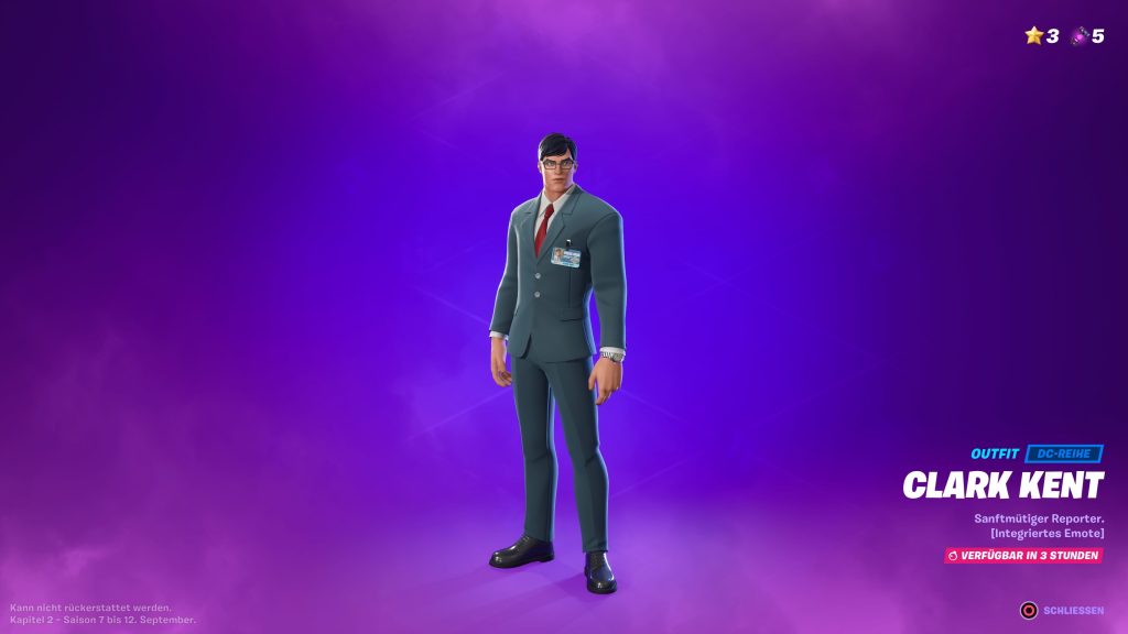 Fortnite-Clark-Kent-Superman "class =" wp-image-709375 "srcset =" http://dlprivateserver.com/wp-content/uploads/2021/08/Desbloquea-la-mascara-de-Superman-en-Fortnite-todo-sobre-las.jpeg 1024w , https://images.mein-mmo.de/medien/2021/08/Fortnite-Clark-Kent-Superman-300x169.jpeg 300w, https://images.mein-mmo.de/medien/2021/08/ Fortnite-Clark-Kent-Superman-150x84.jpeg 150w, https://images.mein-mmo.de/medien/2021/08/Fortnite-Clark-Kent-Superman-768x432.jpeg 768w, https: // imágenes. mein-mmo.de/medien/2021/08/Fortnite-Clark-Kent-Superman-1536x864.jpeg 1536w, https://images.mein-mmo.de/medien/2021/08/Fortnite-Clark-Kent-Superman -2048x1152.jpeg 2048w, https://images.mein-mmo.de/medien/2021/08/Fortnite-Clark-Kent-Superman-780x438.jpeg 780w "tamaños =" (ancho máximo: 1024px) 100vw, 1024px ">   

<h2><strong>Estos son todos los artículos de Superman</strong></h2>
<p>No solo hay Superman para desbloquear. También recibe una serie de artículos cosméticos, como emoticonos o un planeador. Todos los elementos relacionados se enumeran aquí:</p>
<ul>
<li>Piel – Clark Kent  </li>
<li>Emote integrado: identidad secreta</li>
<li>Motivo de spray – emblema de Superman</li>
<li>Back Bling – Daily Planet</li>
<li>Emoticon – llamadas de servicio</li>
<li>Pantalla de carga: el último hijo de Krypton</li>
<li>Thug – Astilla de la soledad</li>
<li>Ala delta – Cabo de Kal-els (probablemente solo lo pueda usar Superman)</li>
<li>Icono de banner de superman</li>
<li>Clark Kent – estilo de sombra</li>
</ul>
<h2><strong>Así es como ganas los artículos exclusivos</strong></h2>
<p>Las tareas fueron publicadas por el conocido filtrador "HYPEX". HYPEX ha sido una fuente segura de minería de datos en el pasado, por lo que es probable que sus filtraciones sean correctas. Sin embargo, tenga en cuenta que se trata de fugas y que las condiciones aún podrían cambiar:</p>
<ul>
<li>Completa la misión de Clark Kent, Batman acorazado o Chico Bestia (1x) (3x) (5x) – Pegatina de Llamadas de servicio, Spray de escudo de Superman, Estilo de Clark Kent</li>
<li>Deslízate a través de los anillos con Clark Kent (5x) – Daily Planet Back Bling</li>
<li>Usé una cabina telefónica con Clark Kent (1x) – Emoticón de identidad secreta, Cape Back Bling de Superman</li>
<li>Misión épica completa (68x) (73x) (78x) (84x) – Estandarte de Superman, pantalla de carga del último hijo de Krypton, matón de Fragmento de la soledad</li>
</ul>
<p>Las tareas a resolver son rápidas y fáciles de dominar.</p>
<ul class=
