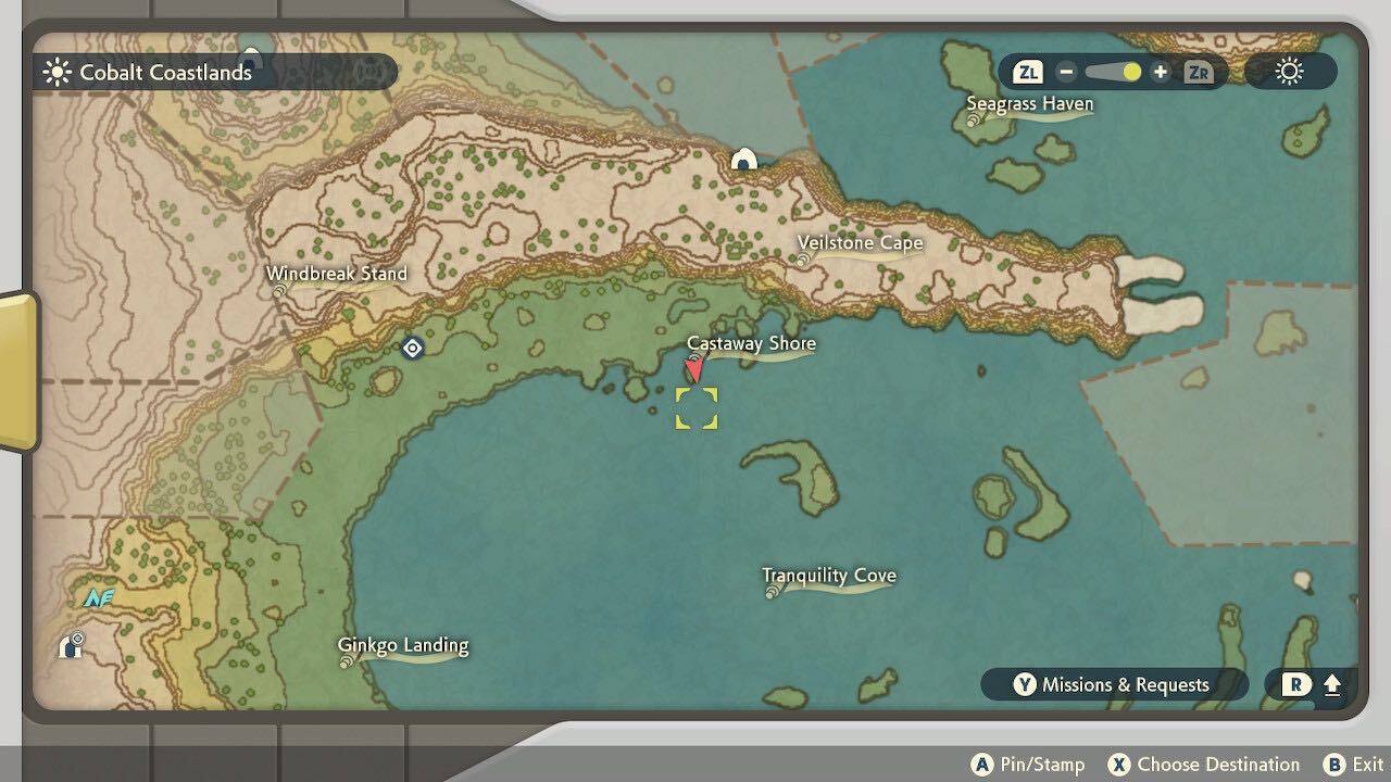 Pokemon Legends Arceus Gone Astray on the coastal map