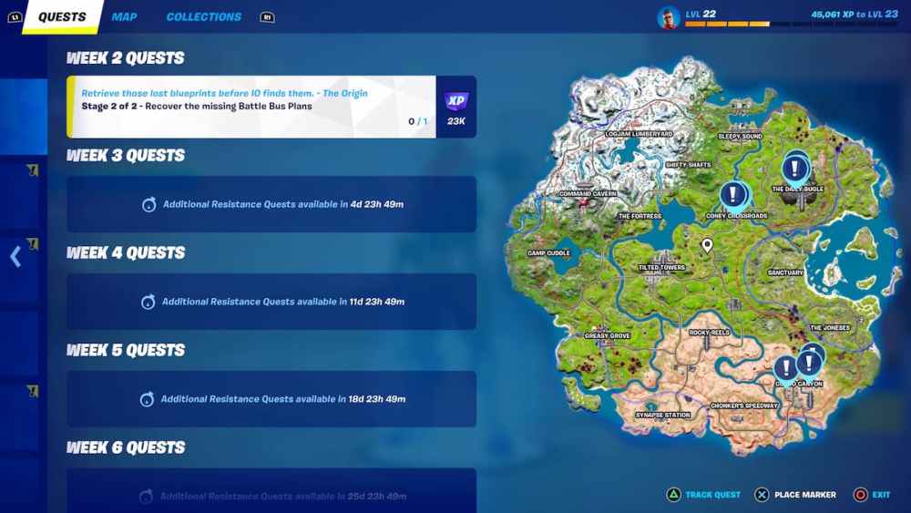 Fortnite Recuperar ubicaciones de mapas de autobuses de batalla