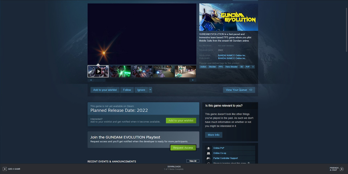 how to sign up for gundam evolution beta on steam