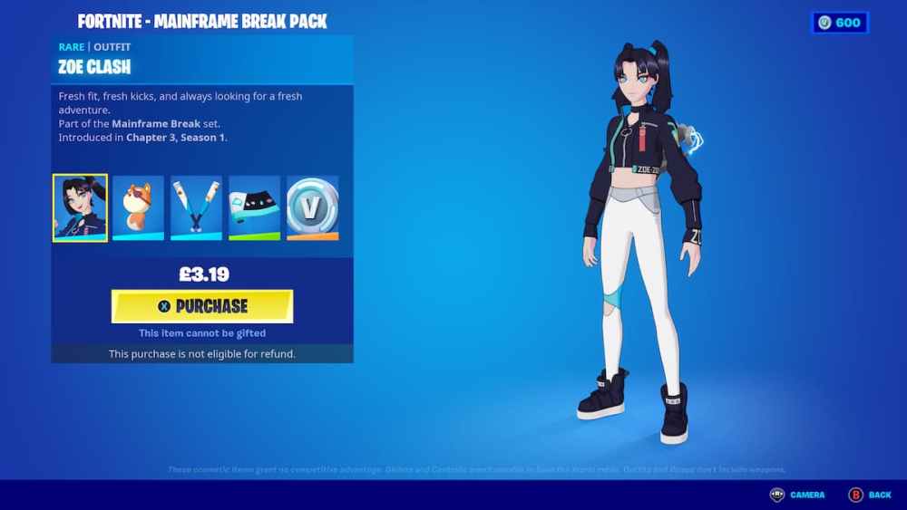 fortnite mainframe break pack traje de zoe clash