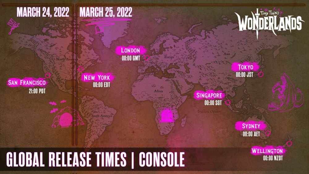 launch times for tiny tina's wonderlands console